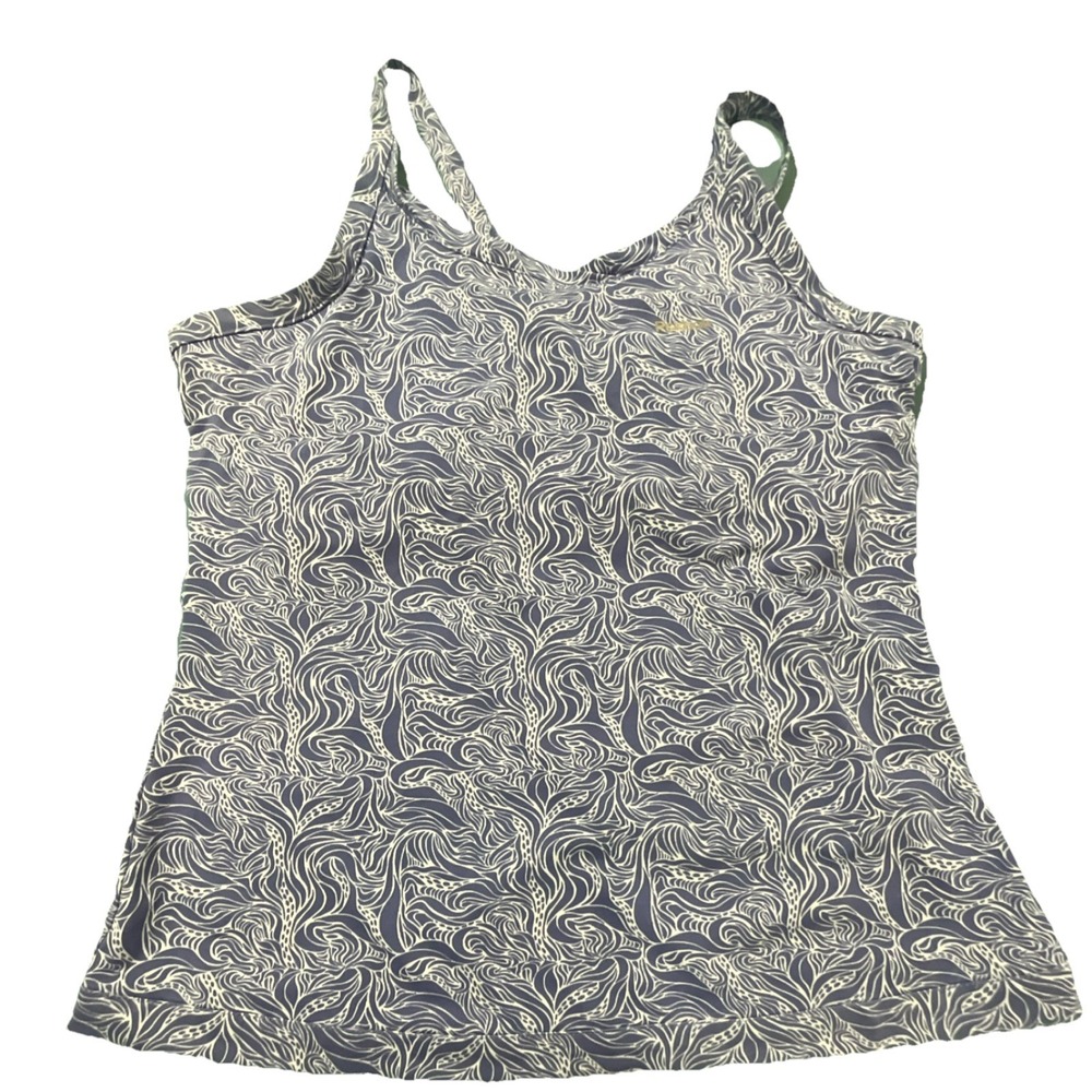 Reebok Women's Blue White‎ Abstract Spaghetti Strap Camisole Sleeveless Tank Top